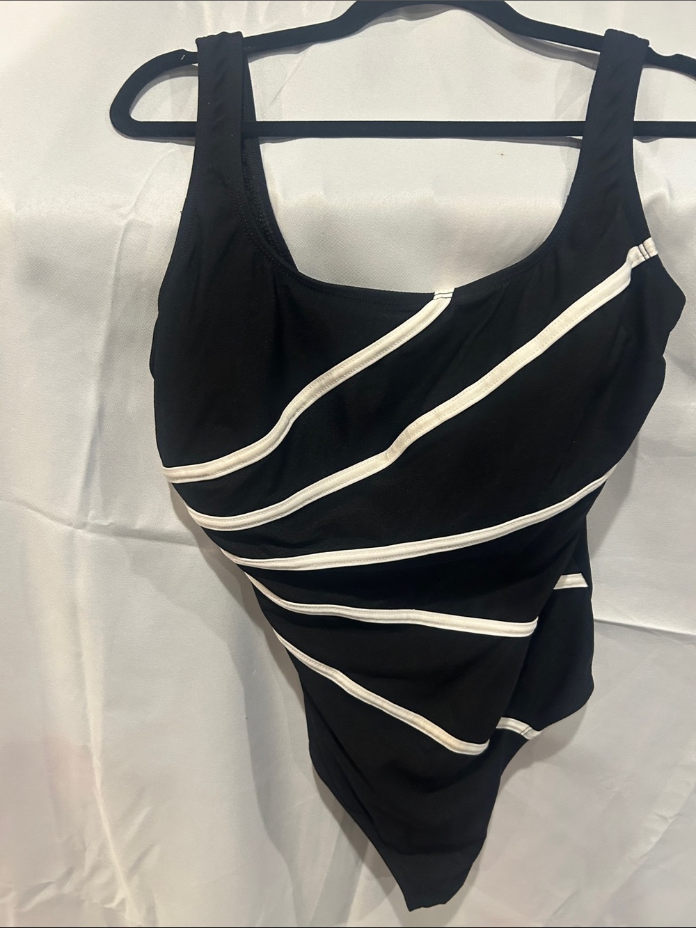Longitude black One-Piece Swimsuit with White piping size 16